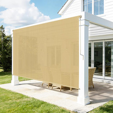 Outdoor Roller Shades for Patio, 8' W X 8' H Cordless Patio Shades Roll up Outdo