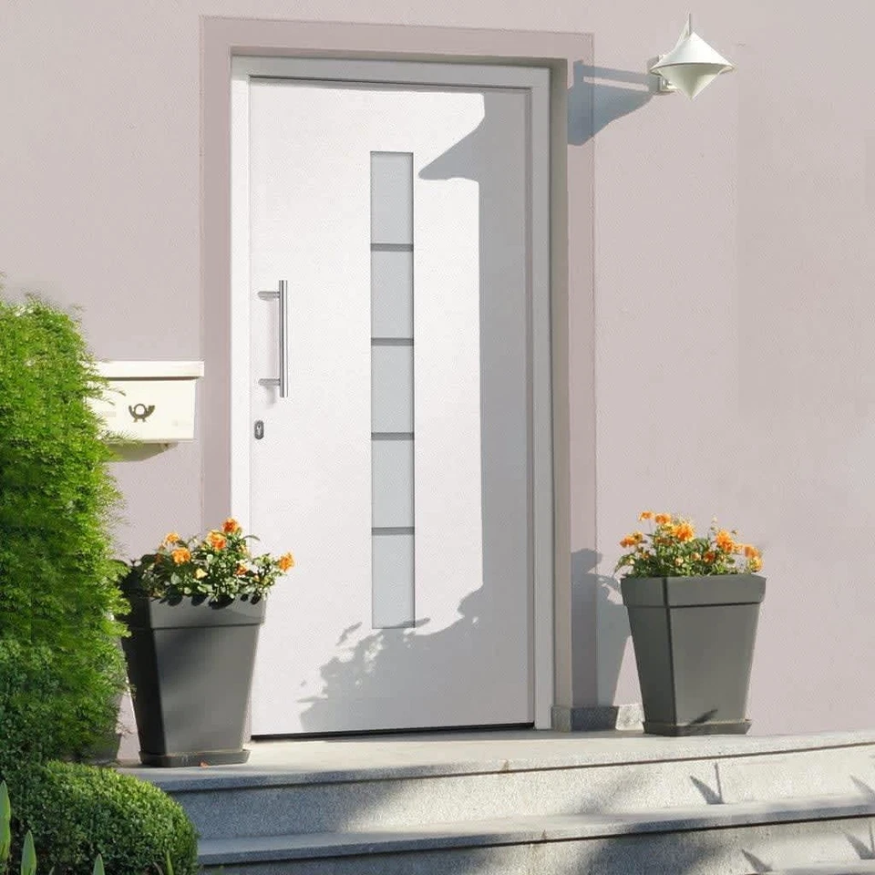 Porte d'Entrée PVC et Aluminium Anthracite 100x210 cm Maison Extérieur vidaXL - Photo 4/4