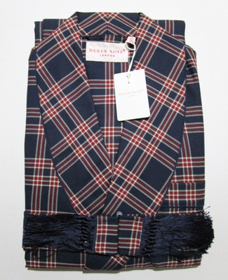 DEREK ROSE HERREN LUXUS MORGENMANTEL - 100% KAMMGARNWOLLE - UVP. 495£ - York 42