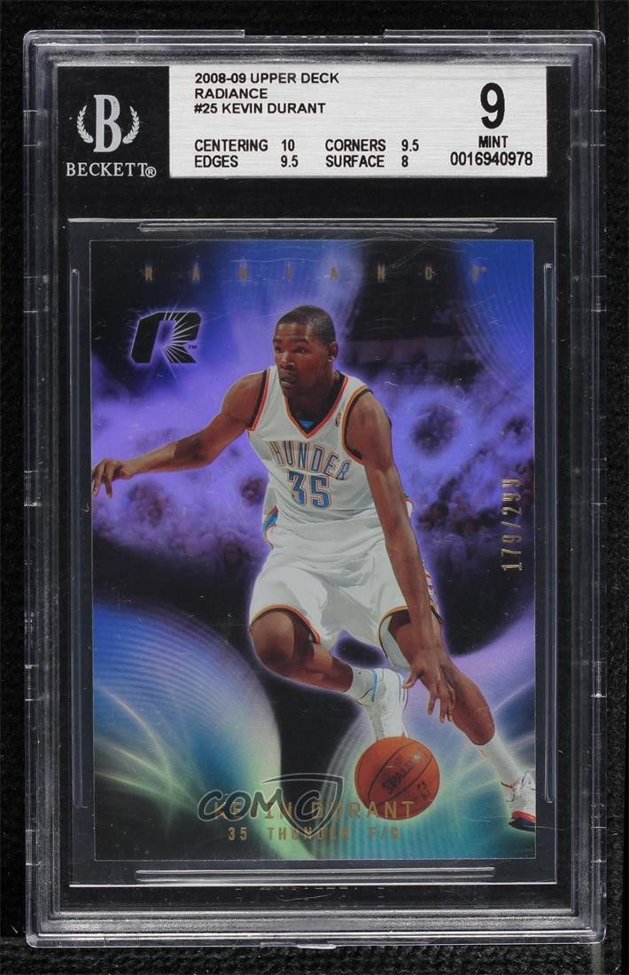 2008-09 Upper Deck Radiance 179/299 Kevin Durant #25 BGS 9 MINT 0g09