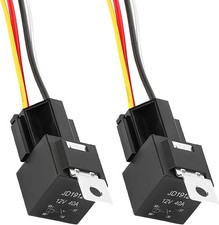 2 PCS JD1912 Car Relay Harness, 12V 40A 4 Pin Relay Sockets with 12 16 AWG Tinne