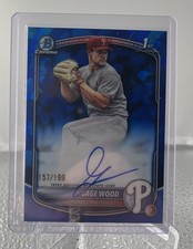 2025 Bowman Draft Sapphire Gage Wood Autograph /199 Phillies Arkansas Auto 1st