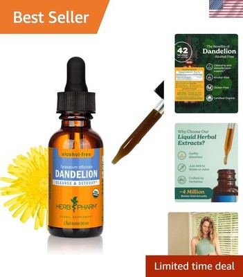 Certified Organic Alcohol-Free Dandelion Glycerite - 1 Fl Oz for Detoxification