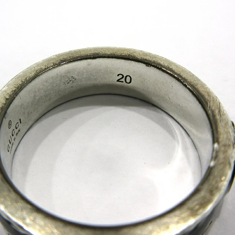 GUCCI Enamel Interlocking G Silver Ring 645573/J8… - image 10