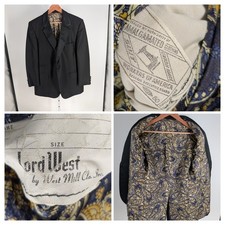 Vintage Lord West Black Tuxedo Jacket 1960s Paisley Lining Prom Groomsman USA 42