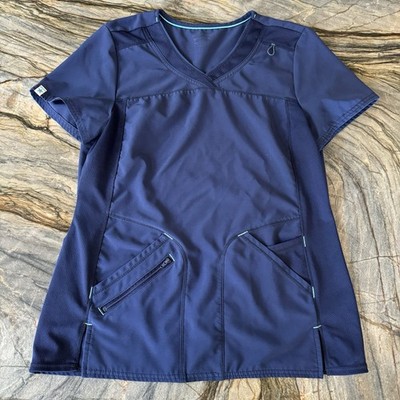 Scrubstar Women's Scrub Top Size S Indigo Solid V-Neck Short Sleeve Mesh WM877A