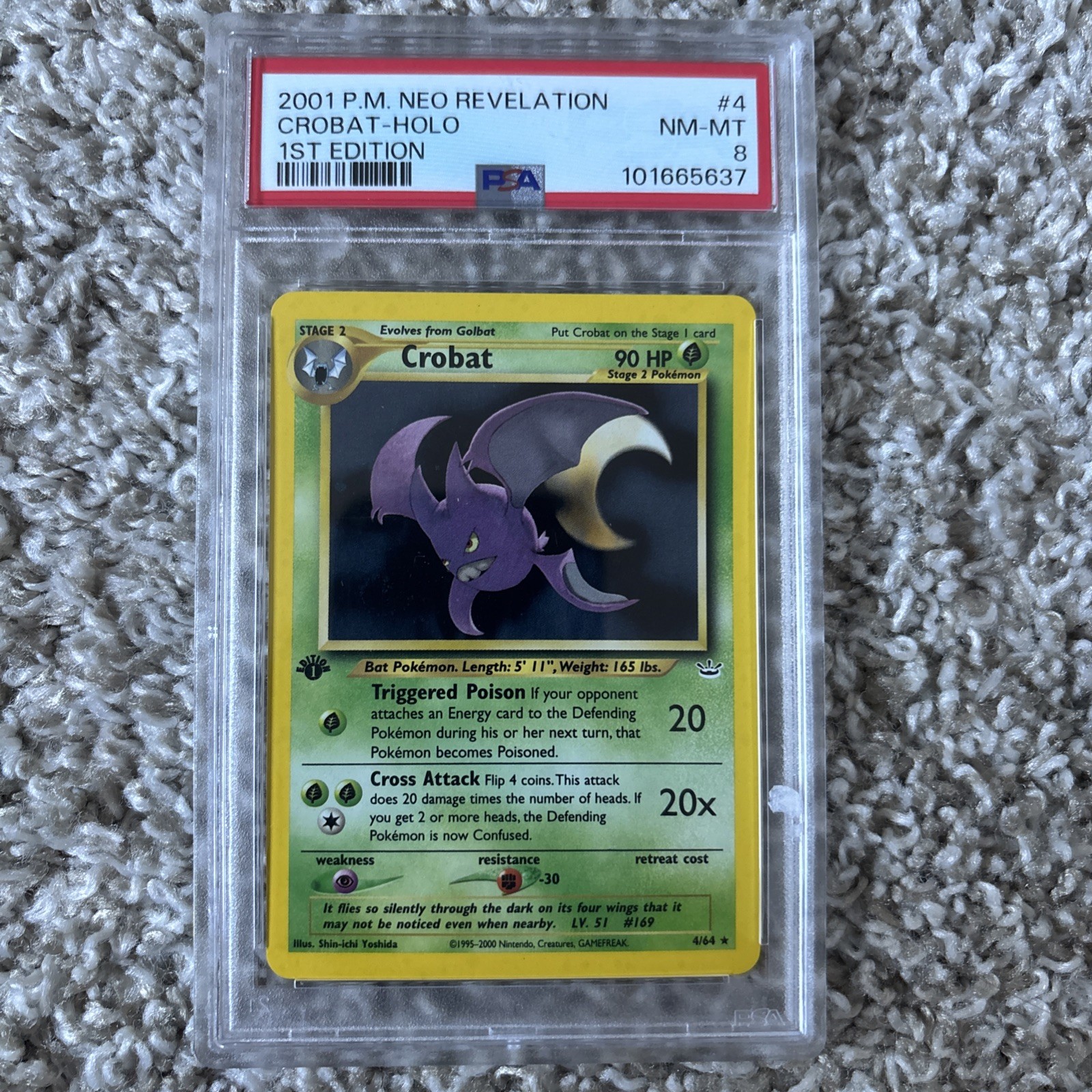 2001 POKEMON NEO REVELATION 1ST EDITION #4 CROBAT-HOLO PSA 8 WOTC