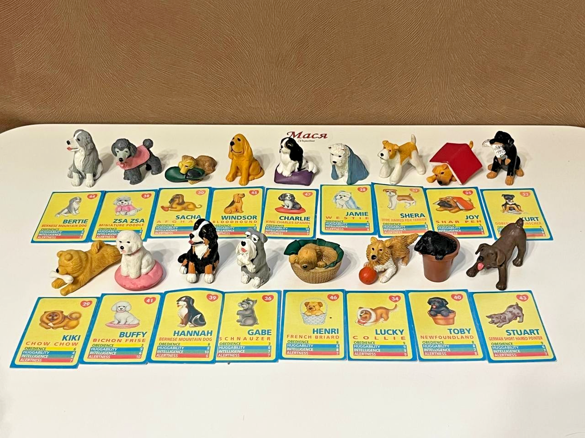 【中古】「非常に良い」ポケいぬ Poket Dogs Vintage Puppy in My Pocket Set 1990s – 17 Dogs, Cards
