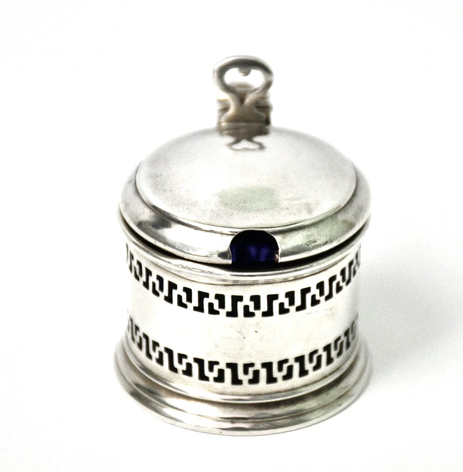 Olla de mostaza de plata de ley con forro de Docker & Burn Ltd 1926 Birmingham Foto 2 de 4