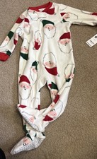 Infant Carters Fleece Baby Christmas Santa 1 Piece Footed Pajama 12 Months