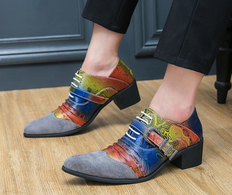 SAOLA Scarpe da sposa Oxford uomo inglesi a punta eleganti fibbia intagliata tacco medio blocco