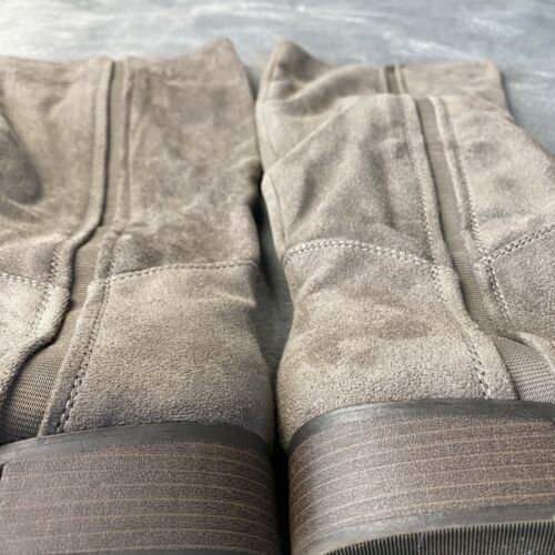 Merona Boots Womens 9.5 Brown Knee High Pull on Faux Suede Leather 1.5inch Heel - Picture 2 of 9