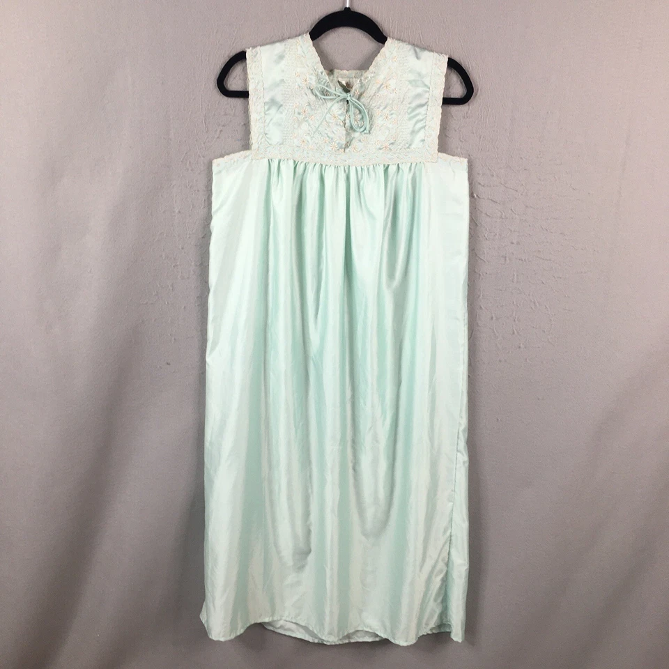 Conjunto de bata vintage Barbizon Chemise para mujer M verde menta bordado satinado líquido Foto 2 de 4