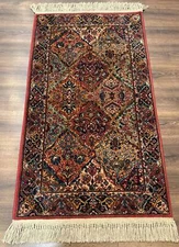 Karastan Rug 3x5 Multicolor Panel Kirman #717, Original 700 Series, Wool Pile