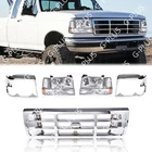Fit For 92-98 F150 F250 F350 Grille Chrome Headlight Door Park Side Marker Light