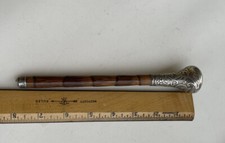 Art Nouveau BAMBOO UMBRELLA HANDLE, EMBOSSED STERLING SILVER TOP