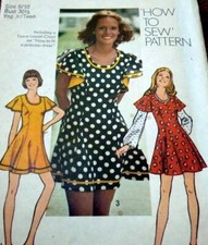 LOVELY VTG 1970s DRESS Sewing Pattern BUST 30 1/2