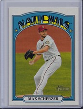 Max Scherzer 2021 Topps Heritage Action Image Base Variation Nationals