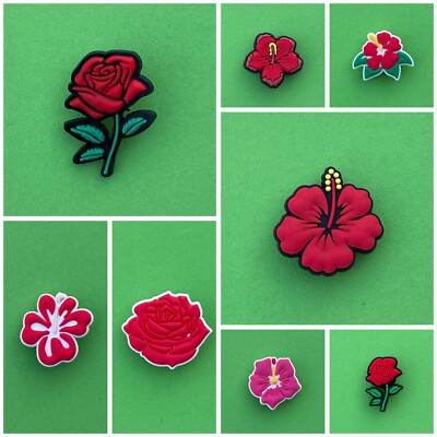 Schuhstecker/Shoe Charms/Button für Clogs BLUMEN/FLOWER/ROSE/HIBISKUS/ROSEN/rot