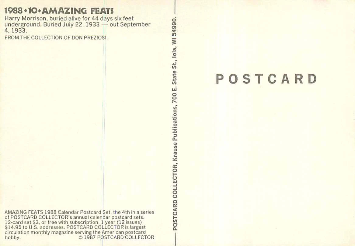 Postcard Collector Magazine 1988 Calendar Series 12 Amazing Feats - October  | eBay