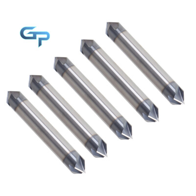 5PCS 3/8'' 4 Flute 90 Degree Double End Carbide Chamfer Mill -TIALN COATED New