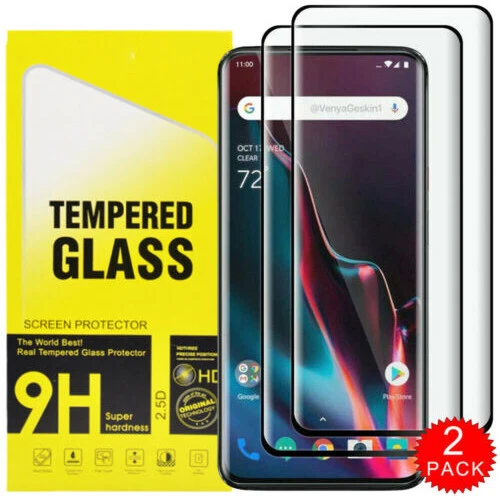 2-Pack Fr OnePlus 7T 7 Pro 6T 6 Full Coverage 9H Tempered Glass Screen Protector - Image 2 of 4