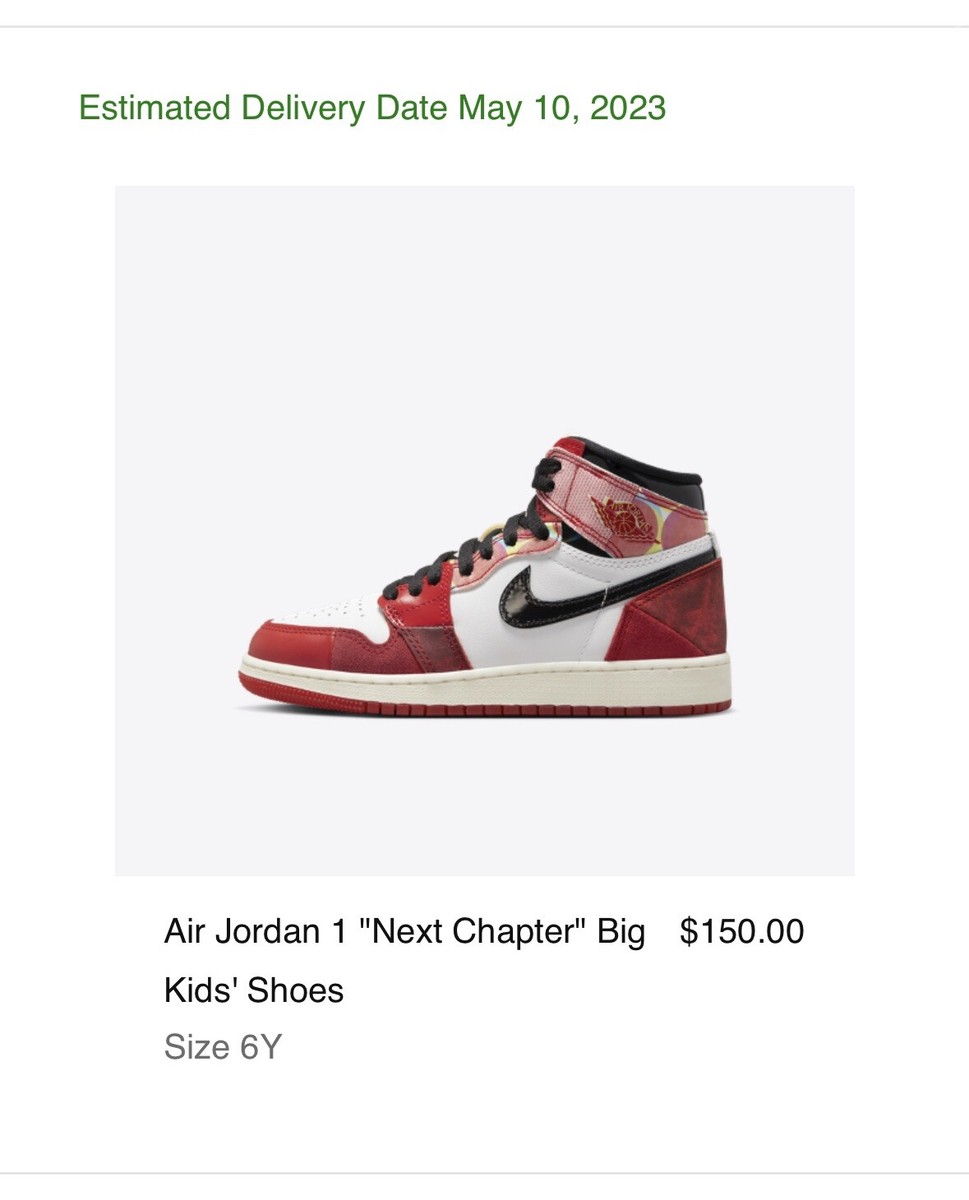 SIZE 6Y Air Jordan 1 High OG Next Chapter Spider- Man Across the