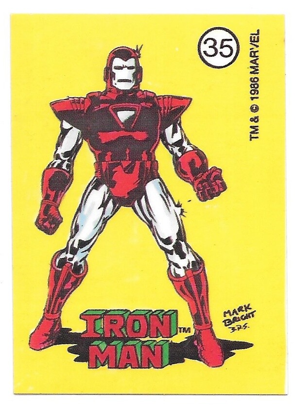 Marvel Universe Series 1 Sticker #35 Iron Man 1986 Comic Images NEW HIGH GRADE