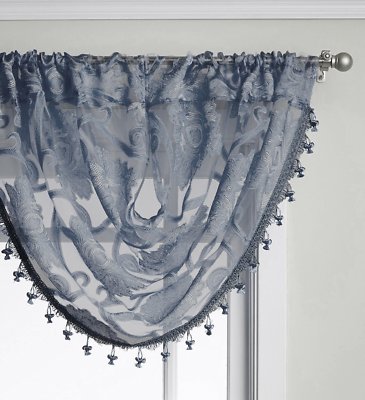 Regal Milawi Scroll Sheer Window Curtain Waterfall Valance - Assorted Colors