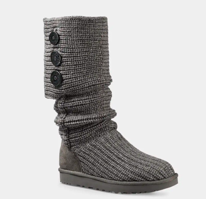 UGG Classic Cardy II Knit Boots Gray Size 9 eBay