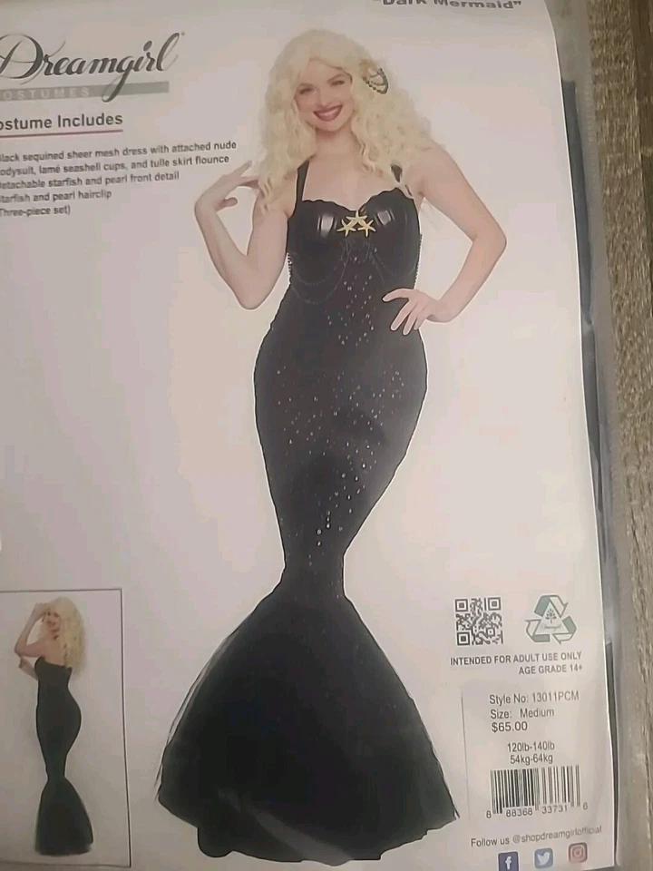 Disfraz de Halloween Sirena Oscura Dreamgirl Adulto Talla Mediana Negro Envío Gratis  Foto 3 de 4