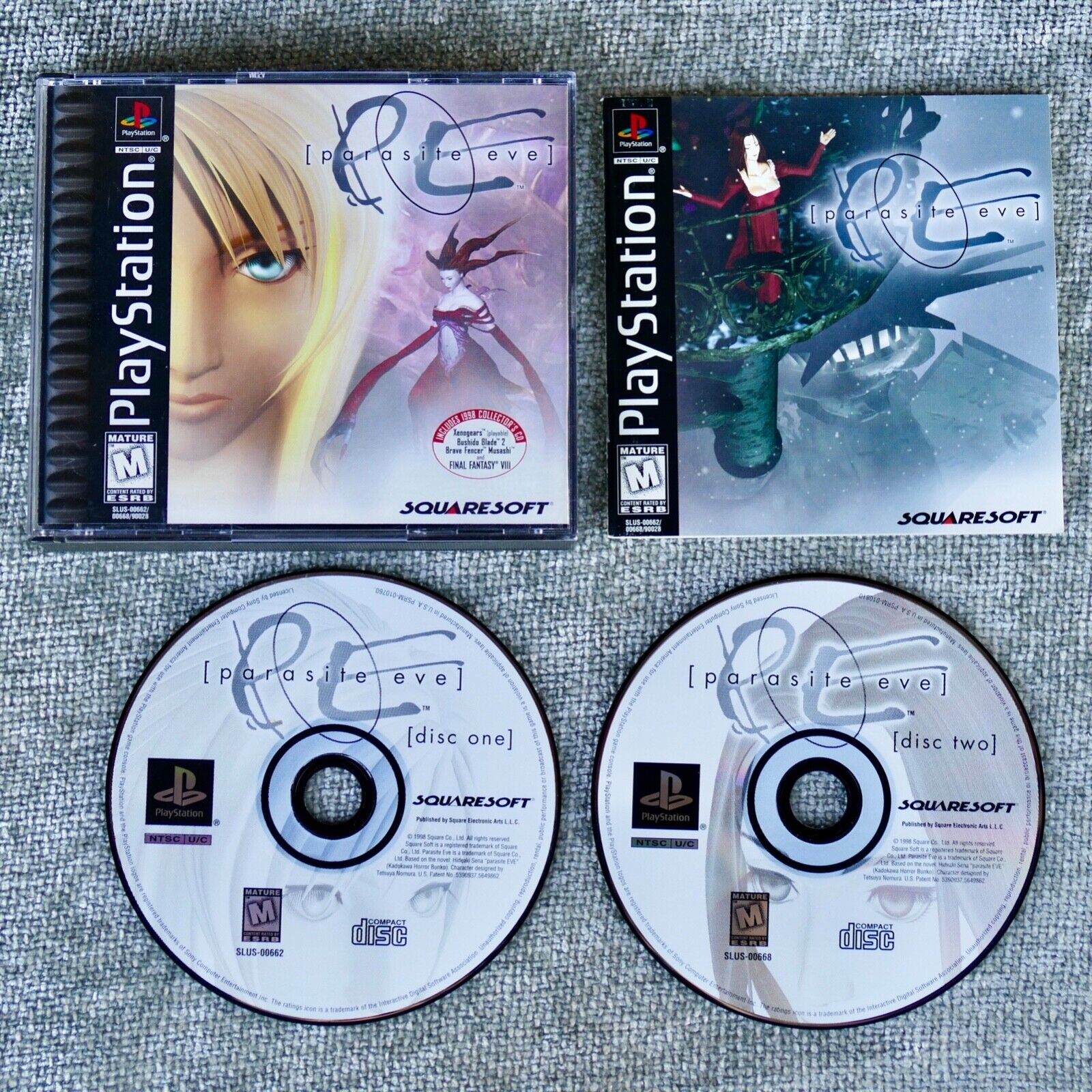 Parasite Eve, 3 disc Playstation, PS1 Black Label NTSC U/C Collector's CD