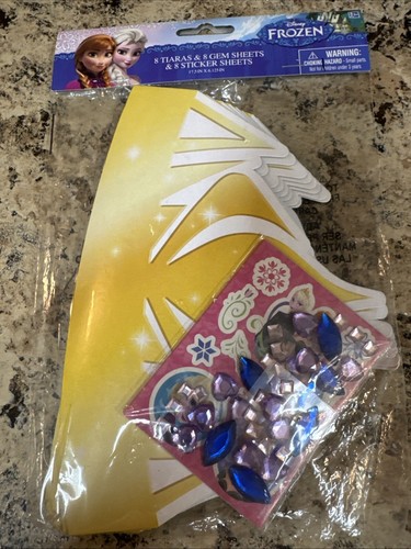 DISNEY FROZEN DIADEMI CON GEMME E FOGLI ADESIVI BOMBONIERE CAPPELLI 8 PZ - Foto 3 di 4