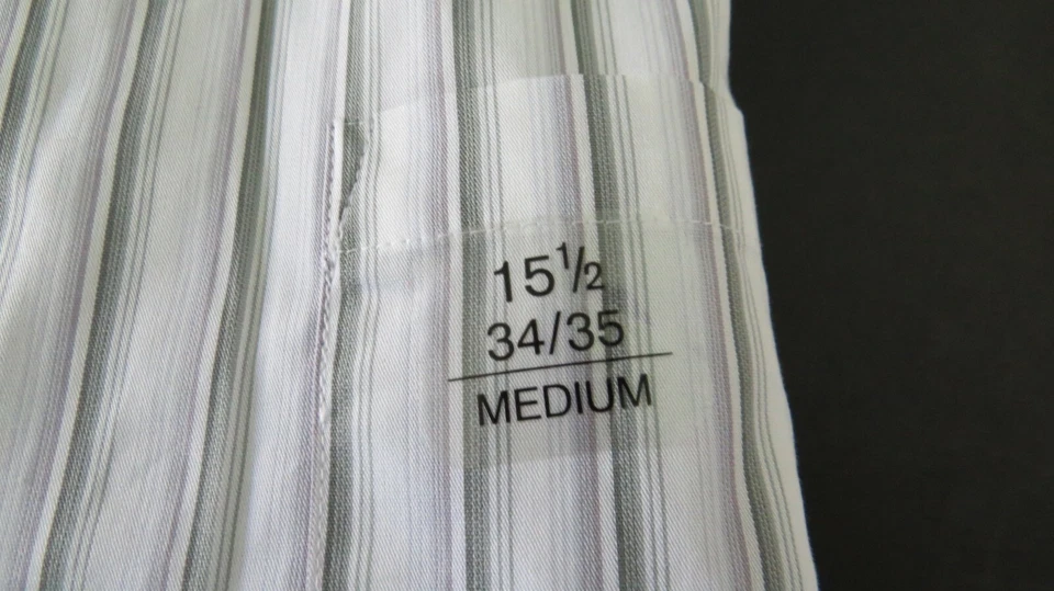 NWT ALFANI Mens Green Gray Striped Shirt Size 15.5 34/35 M Fitted 100% Cotton - Image 4 of 4