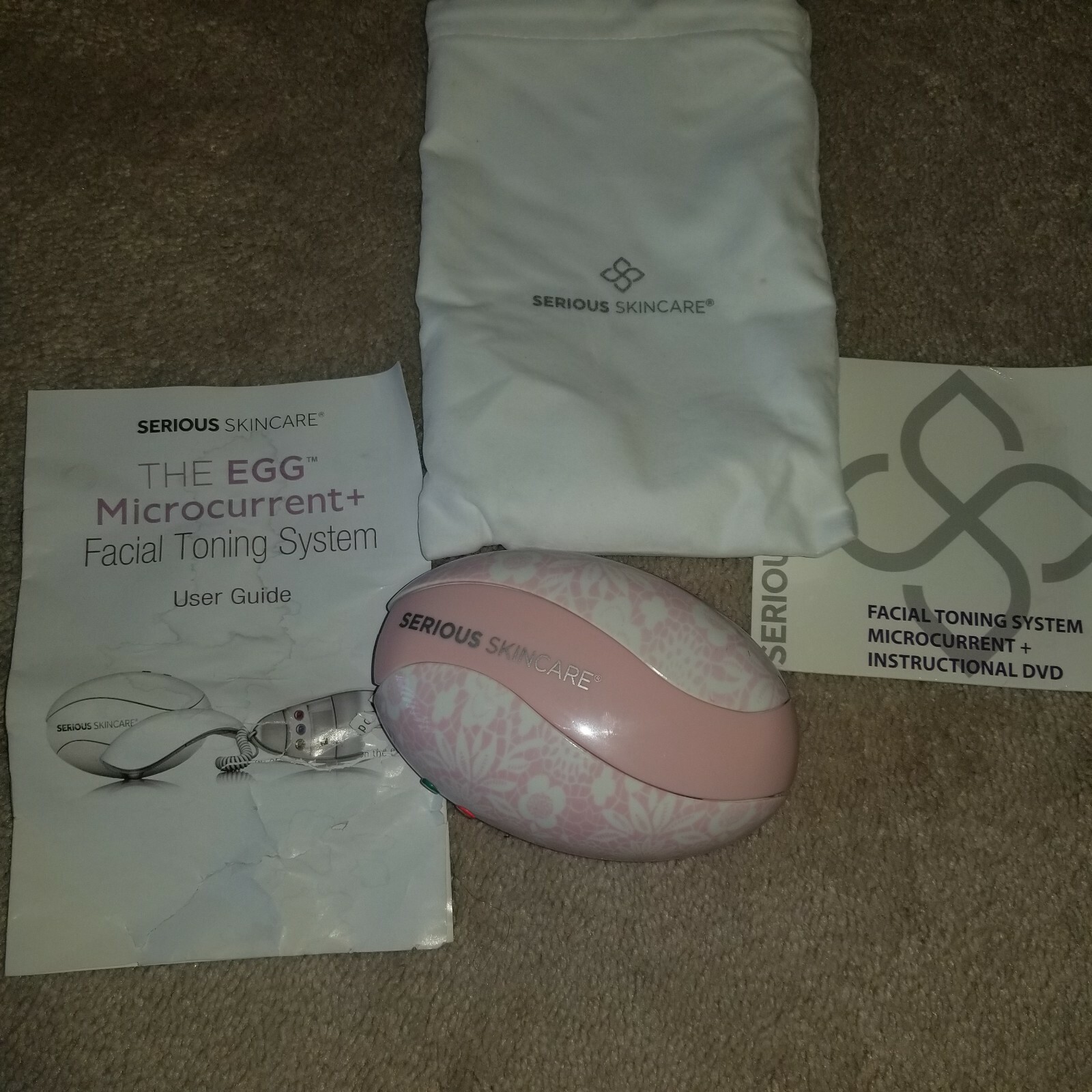 USED Serious Skincare EGG Microcurrent Facial Toning System W/Reverse