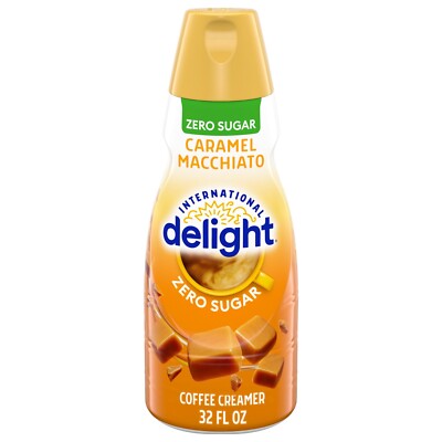 INTERNATIONAL DELIGHT COFFEE CREAMER CARAMEL MACCHIATO ZERO SUGAR 32 OZ 3 PACK