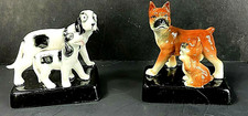 Vintage  Dog Figurines Boxer and Spaniel w/ Pups Chase Japan 1950's