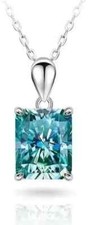 RARE 10.10 Ct Certified Blue Diamond Solitaire Pendant 925 Silver, Radiant Cut !