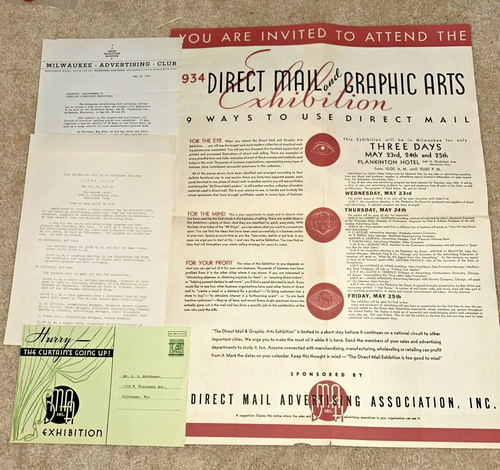 1934 MILWAUKEE ADVERTISING CLUB - Direct Mail / Graphic Arts Conference PLAKAT