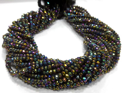 mystic Blue  Rondelle  Faceted 3-4mm Gemstone Beads 18''inch 1 Strand