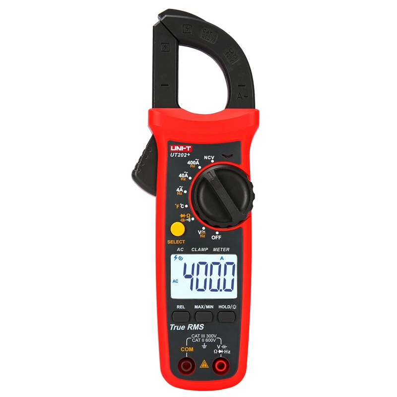 UNI-T TRMS Digital Clamp Meter NCV Multimeter 600V 400A Temp OHM Cap Test UT202+ - image 3 of 4
