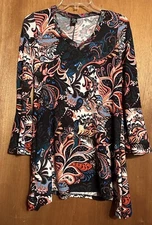 Win Win Women's Multi Color Flare Bottom Tunic Size S-M Paisley Design