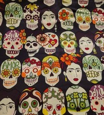 2 Yards Alexander Henry Gotas De Amor De Leon Eggplant Cotton Fabric Skulls 45"W