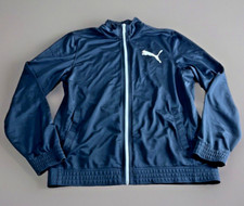 Puma Track Jacket L Black Contrast Full Zip Mock Training Athletic Vtg Red-tag