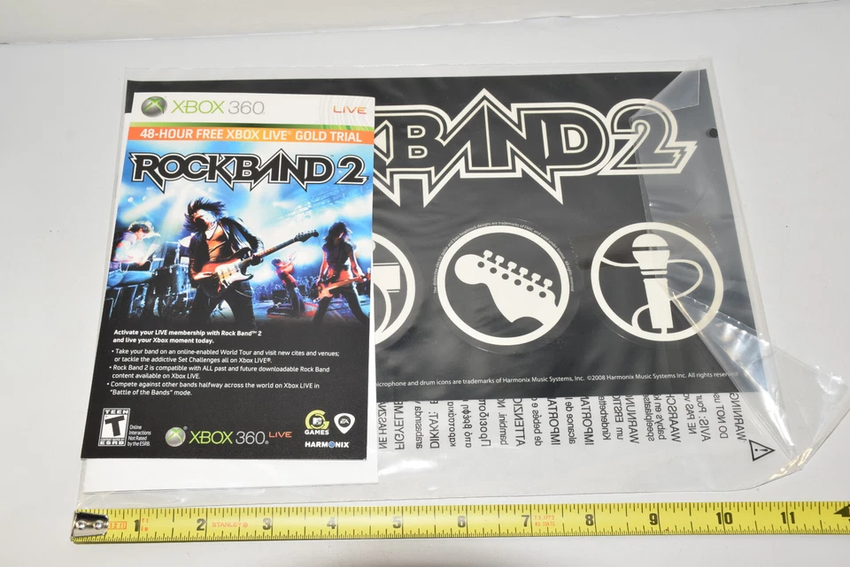 Rock Band 2 Sticker Decal Sheet + Guitar and Drum Manual - (NEW) - Image 3 of 3