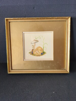 VINTAGE FRAMED WATER COLOUR PRINT UNDER GLASS DOORMOUSE SAM T 1980 IDIOM  **