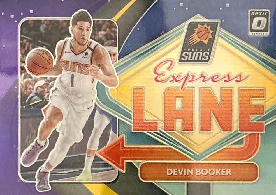 2020-21 Panini Donruss Optic - Express Lane Purple Prizm #12 Devin Booker- Suns