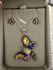 Cadena  De Plata 925 dije Y Aretes Set De 3 Piezas