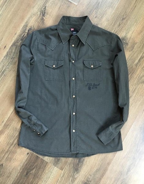 Men Diesel Shirt Green Cotton 36 / S / 44