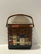 1970s CARO NAN Wooden Picnic Basket Purse - Lined - Hand Painted
